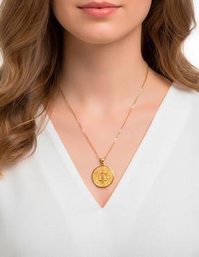 Collar con dije San Benito Ana Maria Mexico 14 K