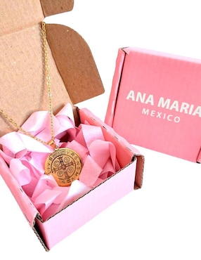 Collar con dije San Benito Ana Maria Mexico 14 K