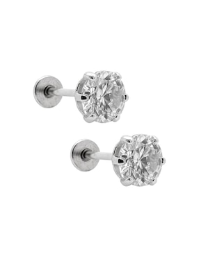 Broqueles circulares Boscaini de plata P 925 con acabado pavé moissanita