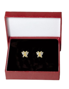 Broqueles de mariposa Horoz 18 K con acabado chapa de oro zirconia