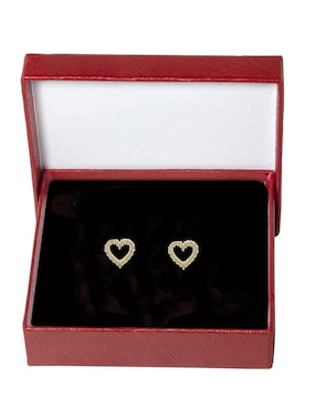 Broqueles de corazón Horoz 18 K con acabado chapa de oro zirconia