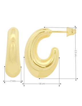 Aretes cortos ovalado Horoz 18 K con acabado chapa de oro