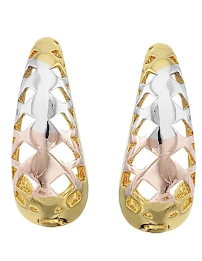 Aretes huggies redondos Horoz 18 K con acabado chapa de oro
