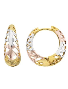Aretes huggies redondos Horoz 18 K con acabado chapa de oro