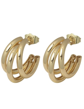 Aretes cortos redondos Horoz 18 K con acabado chapa de oro