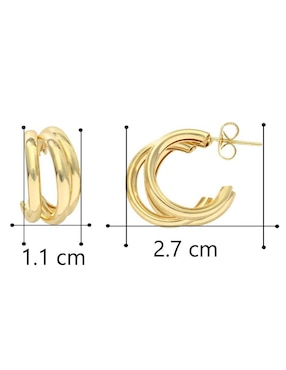 Aretes cortos redondos Horoz 18 K con acabado chapa de oro