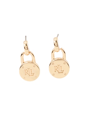 Aretes cortos de logo Lauren Ralph Lauren con acabado pulido