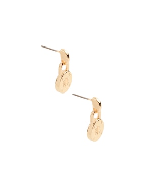 Aretes cortos de logo Lauren Ralph Lauren con acabado pulido