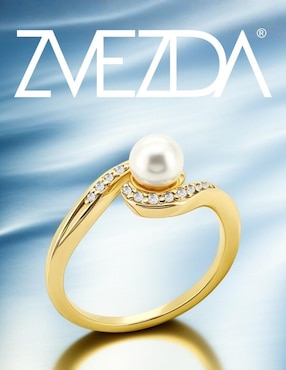 Anillo Zvezda Aurore circonita con acabado baño de oro 18 k