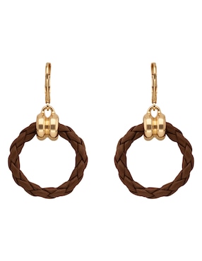 Aretes largos circulares Nine West Leather Tortoise con acabado pulido