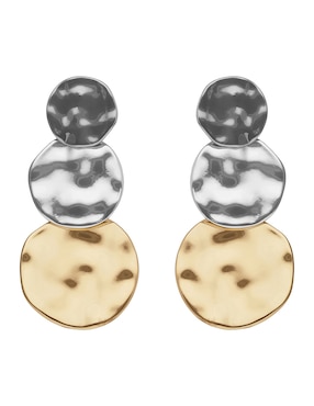 Aretes largos circulares Nine West Tritone Organic Discs con acabado martillado