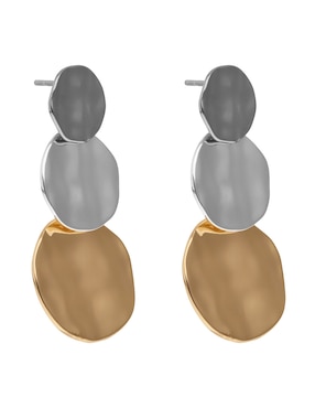 Aretes largos circulares Nine West Tritone Organic Discs con acabado martillado