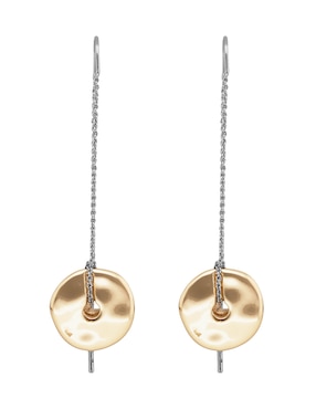 Aretes largos Nine West Tritone Organic Discs con acabado pulido