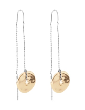Aretes largos Nine West Tritone Organic Discs con acabado pulido