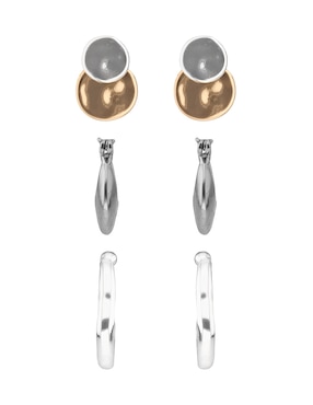 Set de aretes Nine West Tritone Organic Discs con acabado pulido
