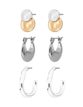 Set de aretes Nine West Tritone Organic Discs con acabado pulido