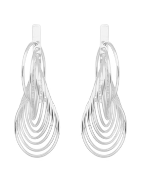 Aretes largos Nine West Silver Rings & Fringe con acabado pulido