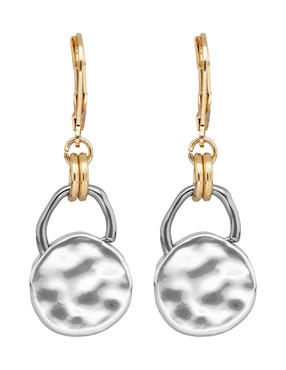 Aretes largos Nine West Tritone Organic Discs con acabado martillado