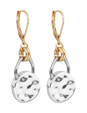 Aretes largos Nine West Tritone Organic Discs con acabado martillado