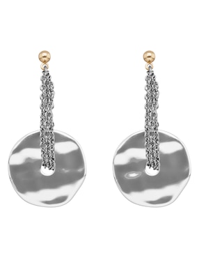 Aretes largos circulares Nine West Tritone Organic Discs con acabado pulido