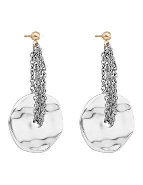 Aretes largos circulares Nine West Tritone Organic Discs con acabado pulido