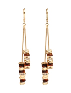 Aretes largos Nine West Leather Tortoise con acabado pulido