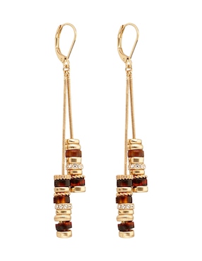 Aretes largos Nine West Leather Tortoise con acabado pulido
