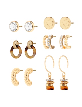 Set de aretes Nine West Leather Tortoise con acabado pulido