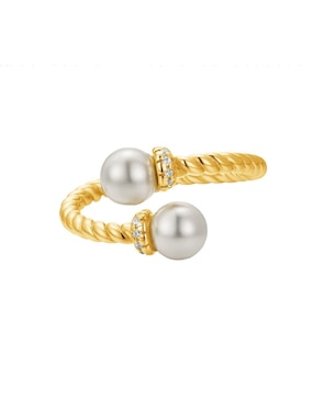 Anillo semicircular Les Néréides CLASSIC REVISITE de plata 18 k perla con acabado baño de oro