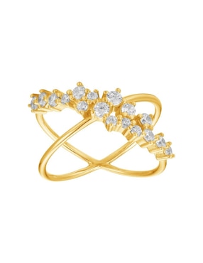 Anillo Les Néréides Classic Revisite de plata P 925 cristal con acabado baño de oro