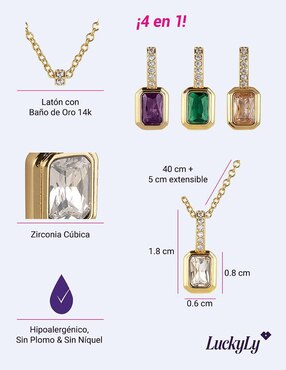 Set collar Luckyly Alea 14 K zirconia cúbica