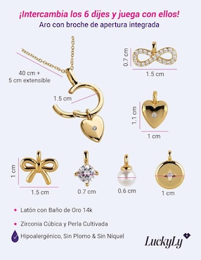 Set collar Luckyly Alea 14 K zirconia cúbica