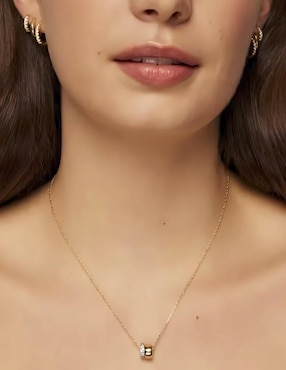 Collar con dije Mink de plata P 925 y oro 14 k