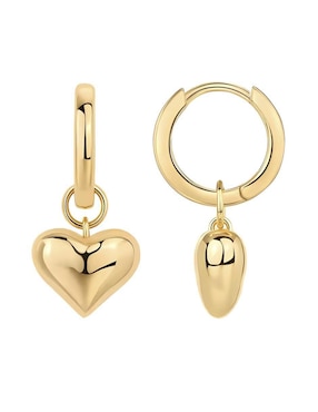 Aretes de corazón Mink de plata P 925 con acabado brillante
