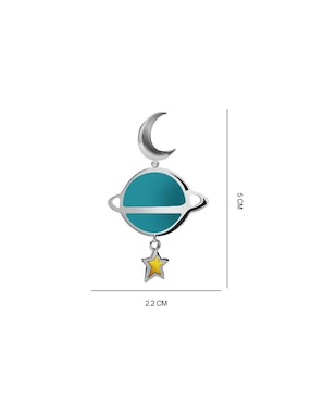 Aretes largos de planeta Cometa de plata p 925 con acabado esmaltado