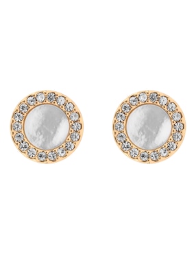 Aretes cortos circulares dkny con acabado liso pavé