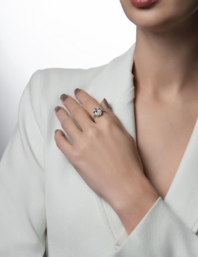 Anillo ovalado Gladkova Joyería P 925 de Plata zirconia acabado liso