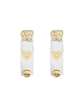 Aretes huggies Coach con acabado brillante