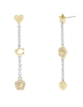 Aretes largos Coach con acabado brillante