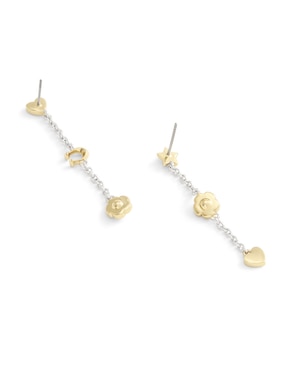 Aretes largos Coach con acabado brillante