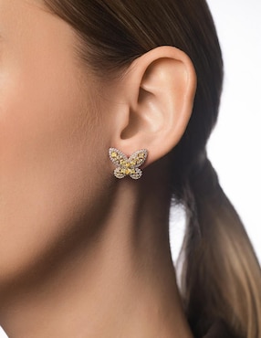 Broqueles de mariposa Gladkova Joyería de plata P 925 con acabado brillante topacio