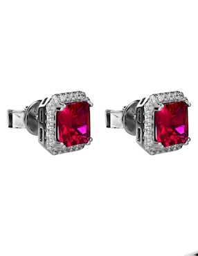 Broqueles cuadrados Gladkova Joyería de plata P 925 con acabado brillante rubí