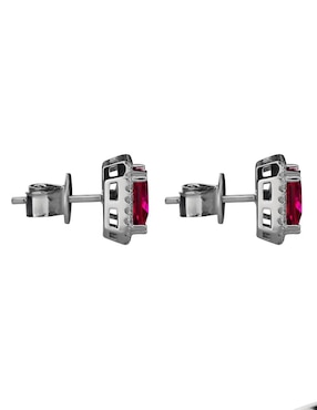 Broqueles cuadrados Gladkova Joyería de plata P 925 con acabado brillante rubí