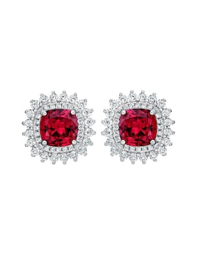 Broqueles de flor Gladkova Joyería de plata P 925 con acabado brillante rubí