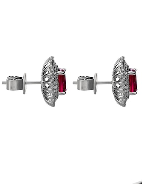 Broqueles de flor Gladkova Joyería de plata P 925 con acabado brillante rubí