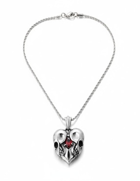 Collar con dije calavera de corazón Nira