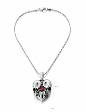Collar con dije calavera de corazón Nira