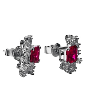 Broqueles de flor Gladkova Joyería de plata P 925 con acabado brillante rubí