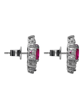Broqueles de flor Gladkova Joyería de plata P 925 con acabado brillante rubí