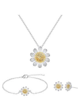Aretes, collar y pulsera de flor Belug